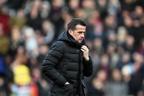 BURNLEY, ENGLAND - FEBRUARY 03: Marco Silva, Manager of Fulham, looks on during the Premier League match between Burnley FC and Fulham FC at Turf Moor on February 03, 2024 in Burnley, England. (Photo by Gareth Copley/Getty Images)