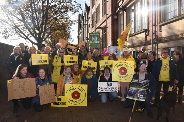 See all the images as  anti fracking protestors gather outside Lancashire County Council