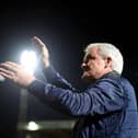 BRADFORD, ENGLAND - SEPTEMBER 26: Mark Hughes, Manager of Bradford City, applauds the fans prior to the Carabao Cup Third Round match between Bradford City and Middlesbrough at University of Bradford Stadium on September 26, 2023 in Bradford, England. (Photo by George Wood/Getty Images)