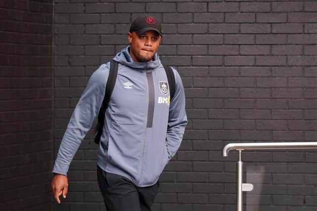 BURNLEY, ENGLAND - AUGUST 11: Vincent Kompany, Head Coach of Burnley arrives at the stadium prior to the Premier League match between Burnley FC and Manchester City at Turf Moor on August 11, 2023 in Burnley, England. (Photo by Nathan Stirk/Getty Images)