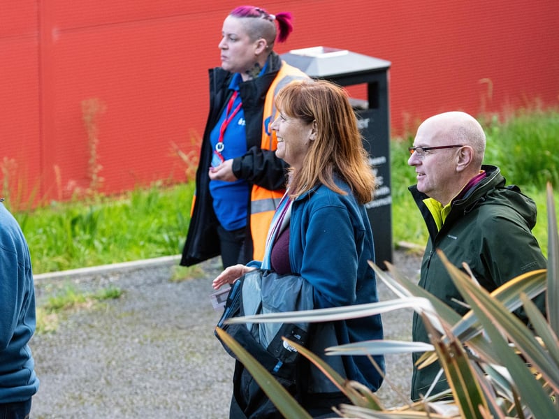 Burnley fans arrive at the Peninsula Stadium for the Carabao Cup tie with Salford City. Photo: Kelvin Lister-Stuttard
