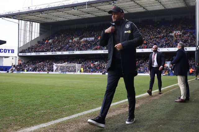 IPSWICH, ENGLAND - JANUARY 28: Vincent Kompany, Manager of Burnley, looks on prior to the Emirates FA Cup Fourth Round match between Ipswich Town and Burnley at Portman Road on January 28, 2023 in Ipswich, England. (Photo by Julian Finney/Getty Images)