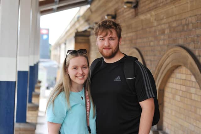 Rail passengers Millie Fowler and Adam Rooney had their journey disrupted as they could not get a train from Leyland station and had to get a lift to Preston station instead.
Photo: Michelle Adamson