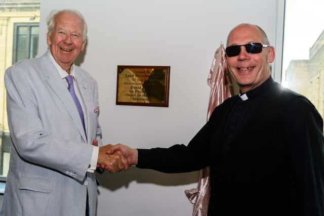 Lord Shuttleworth with Pastor Mick Fleming at the official opening of the Church on the Street in Burnley.