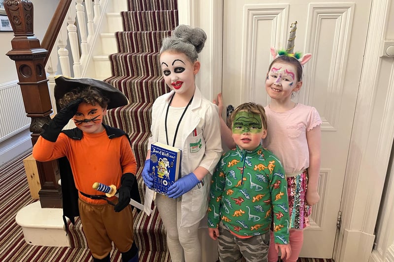 Benedict Walsh, 5, as Puss in Boots. Florence Walsh, 9, as Demon Dentist. Gabriel Walsh aged 3 as Hulk. Maggie Walsh aged 7 as the unicorn from There’s No Such Thing as Unicorns.
