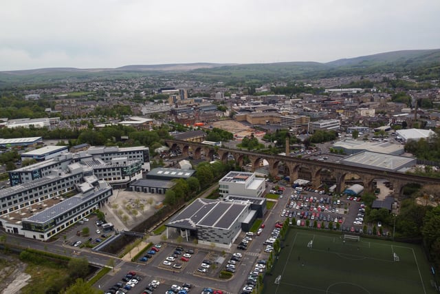 Burnley College, the viaduct and Burnley Town Centre. Photo: Kelvin Stuttard