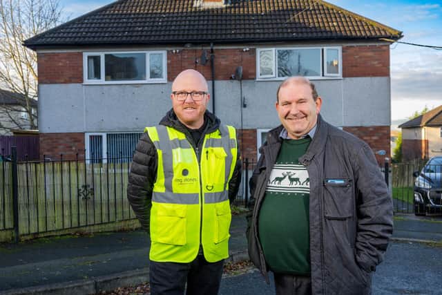 Arwel Jones (left), assistant site manager at Ring Stones and Paul Maylor, Calico Homes resident