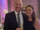 Royal Dyche landlady Justine Lorriman when she presented Sean Dyche with his 'most incognito customer' joke award last month