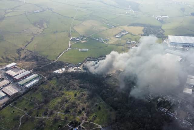 Aerial view of the fire in Accrington Road, Hapton