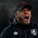 BURNLEY, ENGLAND - JANUARY 20: Vincent Kompany, Manager of Burnley, celebrates victory following the Sky Bet Championship match between Burnley and West Bromwich Albion at Turf Moor on January 20, 2023 in Burnley, England. (Photo by Gareth Copley/Getty Images)
