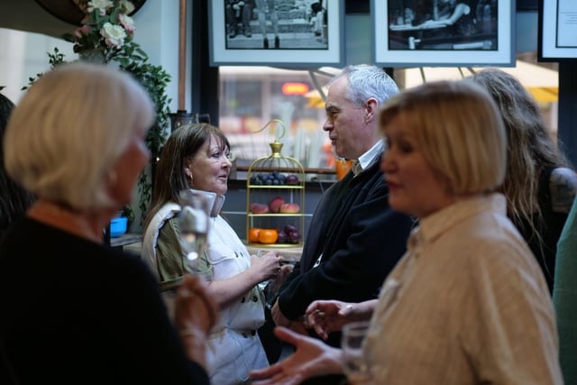 From left: Janey Campbell (Tea Amantes) and David Simper (Blackpool Social Club) at the opening night of Stagefright, a new street photography exhibition at Tea Amantes in Blackpool.