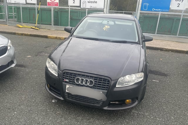 The driver of this Audi was stopped as it entered the Lancaster Recycling centre.
The driver smelt of cannabis and admitted to smoking some the previous evening.
He was arrested for providing a positive roadside test.