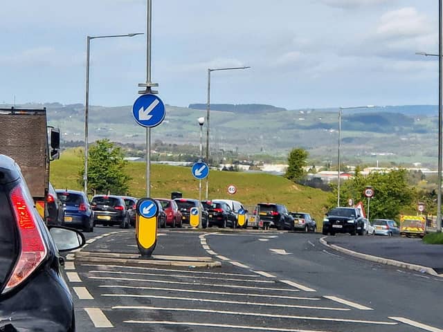 Heavy traffic on Rossendale Road, Burnley, on April 29th, 2024