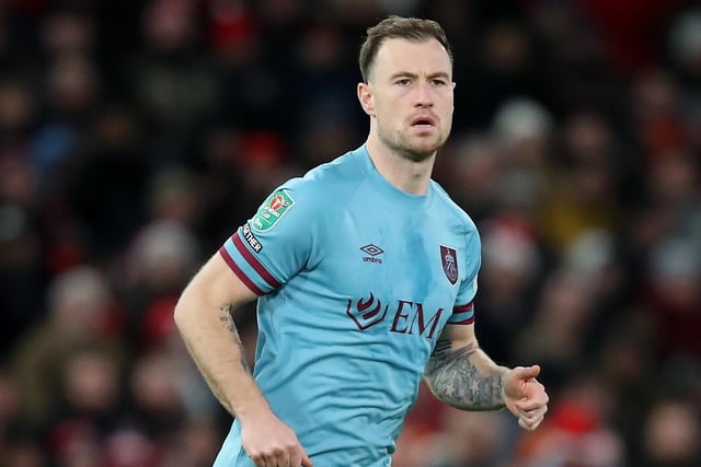 MANCHESTER, ENGLAND - DECEMBER 21: Ashley Barnes of Burnley in action during the Carabao Cup Fourth Round match between Manchester United and Burnley at Old Trafford on December 21, 2022 in Manchester, England. (Photo by Jan Kruger/Getty Images)