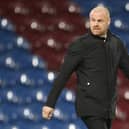 Sean Dyche, manager of Burnley, enters the pitch prior to the Premier League match between Burnley and Fulham at Turf Moor on February 17, 2021.
