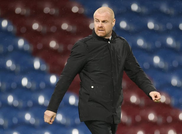 Sean Dyche, manager of Burnley, enters the pitch prior to the Premier League match between Burnley and Fulham at Turf Moor on February 17, 2021.