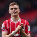 BRISTOL, ENGLAND - MARCH 29: Scott Twine of Bristol City applauds the fans after the team's victory in the Sky Bet Championship match between Bristol City and Leicester City at Ashton Gate on March 29, 2024 in Bristol, England. (Photo by Ryan Hiscott/Getty Images)