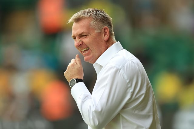 NORWICH, ENGLAND - MAY 22: Dean Smith, Manager of Norwich City reacts prior to the Premier League match between Norwich City and Tottenham Hotspur at Carrow Road on May 22, 2022 in Norwich, England. (Photo by David Rogers/Getty Images)