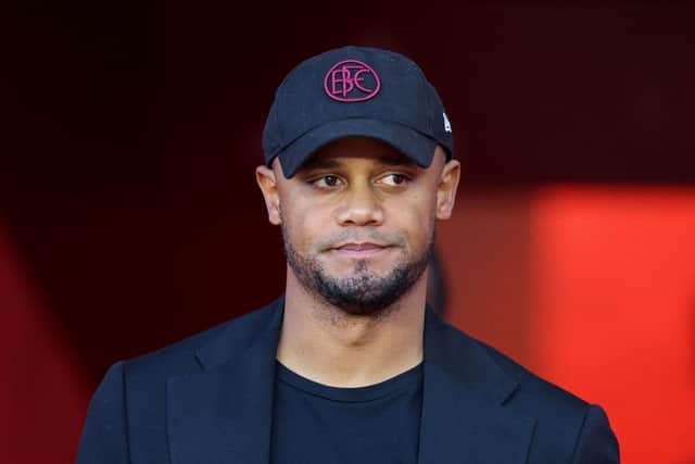 NOTTINGHAM, ENGLAND - AUGUST 30: Vincent Kompany, Manager of Burnley, looks on prior to kick-off ahead of the Carabao Cup Second Round match between Nottingham Forest and Burnley at City Ground on August 30, 2023 in Nottingham, England. (Photo by Nathan Stirk/Getty Images)