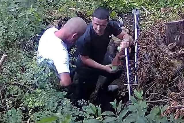 Mark and Richard Watkins, of Merrick Avenue Preston, caught on CCTV with deadly arsenal of weapons in back garden