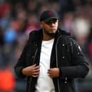 BURNLEY, ENGLAND - MARCH 16: Vincent Kompany, Manager of Burnley, looks on prior to the Premier League match between Burnley FC and Brentford FC at Turf Moor on March 16, 2024 in Burnley, England. (Photo by Jan Kruger/Getty Images)