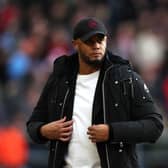 BURNLEY, ENGLAND - MARCH 16: Vincent Kompany, Manager of Burnley, looks on prior to the Premier League match between Burnley FC and Brentford FC at Turf Moor on March 16, 2024 in Burnley, England. (Photo by Jan Kruger/Getty Images)