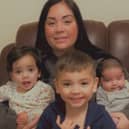 Brave mum Frankie Salmon with her children,  Isaac (five) two-year-old Raiyah and baby Yusuf who died in February last year aged just four months old. Frankie is now launching a support group for bereaved parents in Burnley and Padiham