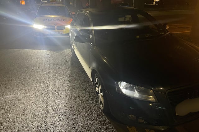 The driver of this Audi A3 was stopped in North Road, Preston.
The driver was not insured to drive the vehicle and failed a test for cannabis.
The owner of the vehicle was also issued with a penalty for permitting its use without insurance.