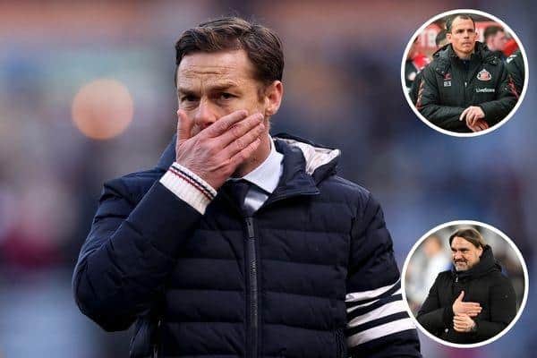 Parker has been unable to replicate the success of Regis Le Bris and Daniel Farke, both inset, in the Premier League this season. Pictures: Getty Images