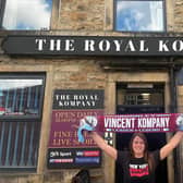 Dozens of regulars at The Royal Dyche pub in Burnley were taken in by landlady Justine Bedford's April Fool prank that she had changed the name to The Royal Kompany