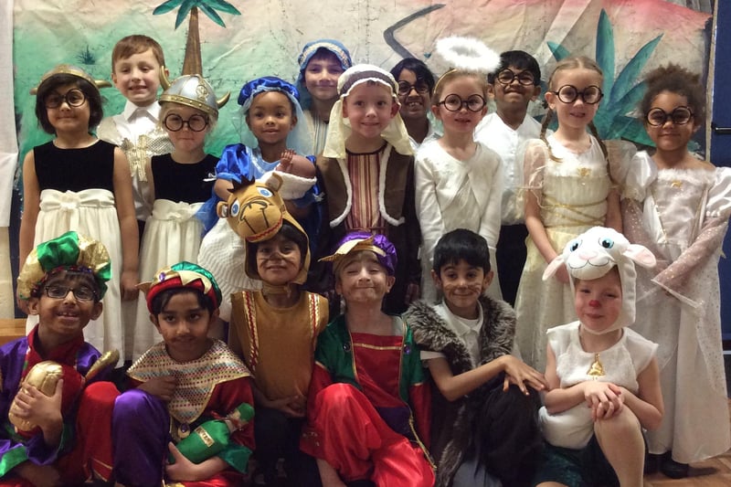 Pupils at St John Southworth RC Primary School perform in a nativity entitled "An Unexpected Christmas". 2015.