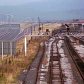 Rosegrove Railway Station and the newly opened M65 in 1984
