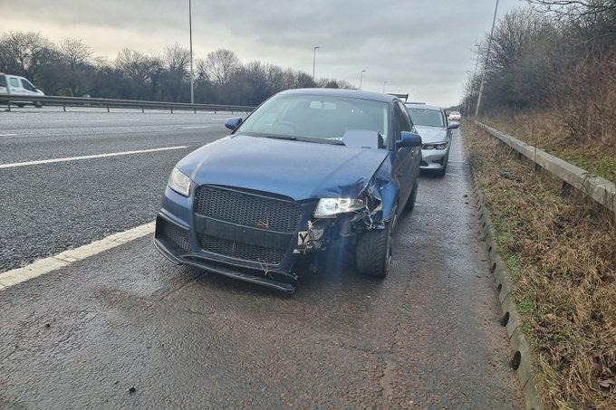 This Audi was seen entering the motorway network at Broughton, Preston and was stopped on the M6 south by patrol HO31. 
The driver provided a positive specimen of breath with a reading of 91 micrograms per 100 millilitres of breath - nearly three times the limit of 35mg.
The driver was arrested and the vehicle recovered.