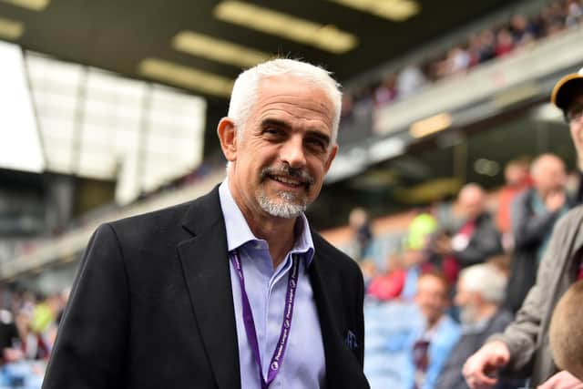 BURNLEY, ENGLAND - AUGUST 14: Burnley Owner, Alan Pace looks on prior to the Premier League match between Burnley and Brighton & Hove Albion at Turf Moor on August 14, 2021 in Burnley, England. (Photo by Nathan Stirk/Getty Images)