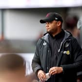 BURNLEY, ENGLAND - FEBRUARY 11: Burnley manager Vincent Kompany during the Sky Bet Championship between Burnley and Preston North End at Turf Moor on February 11, 2023 in Burnley, England. (Photo by Clive Brunskill/Getty Images)