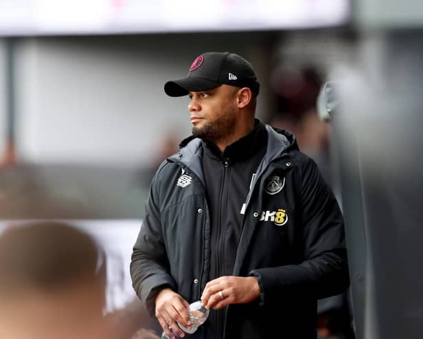 BURNLEY, ENGLAND - FEBRUARY 11: Burnley manager Vincent Kompany during the Sky Bet Championship between Burnley and Preston North End at Turf Moor on February 11, 2023 in Burnley, England. (Photo by Clive Brunskill/Getty Images)