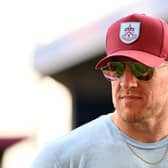 BURNLEY, ENGLAND - AUGUST 11: J.J. Watt is interviewed prior to the Premier League match between Burnley FC and Manchester City at Turf Moor on August 11, 2023 in Burnley, England. (Photo by Michael Regan/Getty Images)