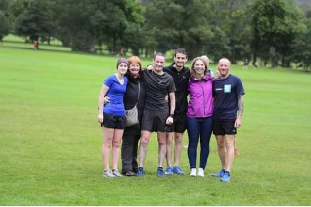 Rebecca Bradshaw (left) with her mum Julie, dad Jez, who died in April, brother Ryan, a family friend and fellow runner Chris Lawrence at one of the Burnley parkruns. The Bradshaw family have paid tribute to the parkrun 'family' for the help and support they have given to the family.