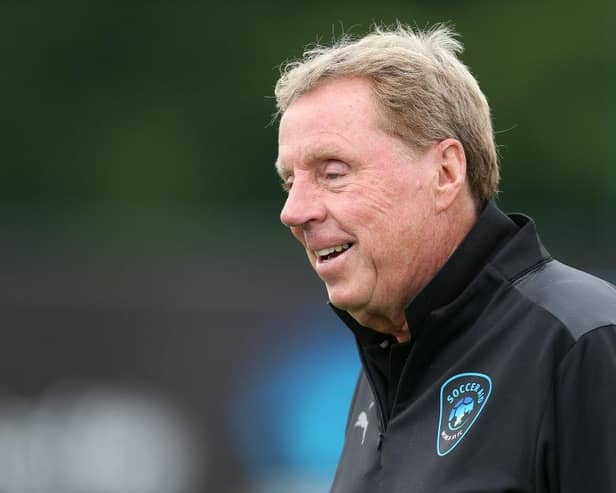 WILMSLOW, ENGLAND - SEPTEMBER 02: Harry Redknapp, management of World Xl FC, reacts during Soccer Aid For Unicef 2021 training at Mottram Hall on September 02, 2021 in Wilmslow, England. (Photo by Charlotte Tattersall/Getty Images)