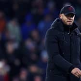 BURNLEY, ENGLAND - JANUARY 12: Vincent Kompany, Manager of Burnley, looks on prior to the Premier League match between Burnley FC and Luton Town at Turf Moor on January 12, 2024 in Burnley, England. (Photo by Naomi Baker/Getty Images)