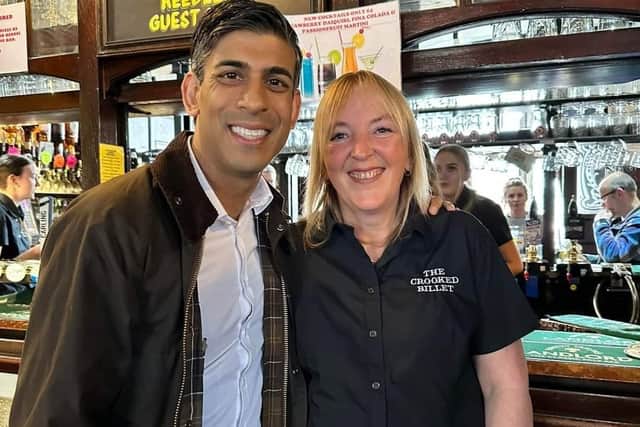 Prime Minister Rishi Sunak at the Crooked Billet in Worsthorne.