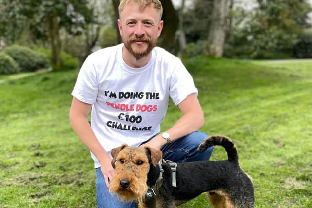 Josh Stevenson and his dog Albus Dumbledog will walk 100 miles in May to raise money for Pendle Dogs in Need