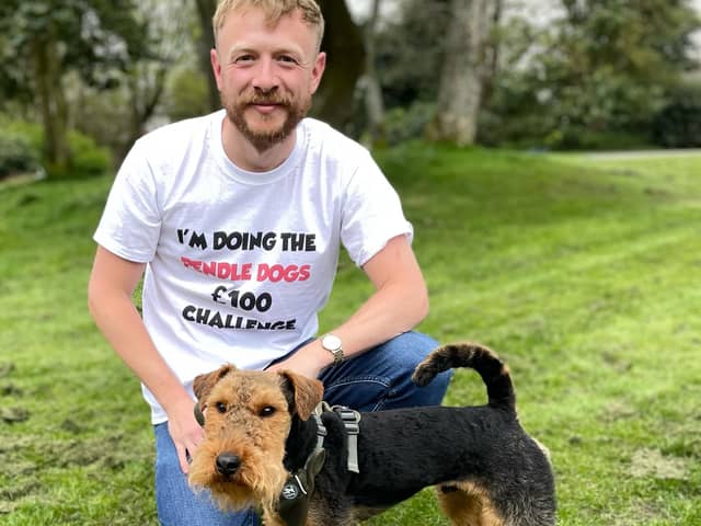 Josh Stevenson and his dog Albus Dumbledog will walk 100 miles in May to raise money for Pendle Dogs in Need