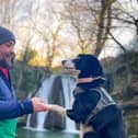 Lee Harbord and Floss, pictured at Janet's Foss, Malham, will be walking the West Highland Way in Scotland