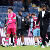 BURNLEY, ENGLAND - MARCH 03: Vincent Kompany, Manager of Burnley, looks dejected after the Premier League match between Burnley FC and AFC Bournemouth at Turf Moor on March 03, 2024 in Burnley, England. (Photo by Alex Livesey/Getty Images)