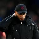 LONDON, ENGLAND - FEBRUARY 24: Vincent Kompany, Manager of Burnley, looks dejected following the team's defeat during the Premier League match between Crystal Palace and Burnley FC at Selhurst Park on February 24, 2024 in London, England. (Photo by Alex Davidson/Getty Images)