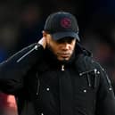 LONDON, ENGLAND - FEBRUARY 24: Vincent Kompany, Manager of Burnley, looks dejected following the team's defeat during the Premier League match between Crystal Palace and Burnley FC at Selhurst Park on February 24, 2024 in London, England. (Photo by Alex Davidson/Getty Images)