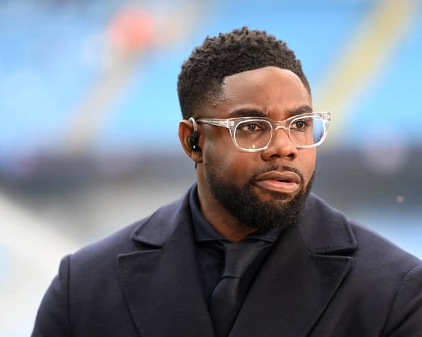 MANCHESTER, ENGLAND - MAY 17: Micah Richards, former Manchester City player looks on prior to the UEFA Champions League semi-final second leg match between Manchester City FC and Real Madrid at Etihad Stadium on May 17, 2023 in Manchester, England. (Photo by Michael Regan/Getty Images)