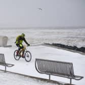 A brave cyclist takes a trip along the Prom in Kirkcaldy during the ‘Beast from the East’ weather in February 2018.