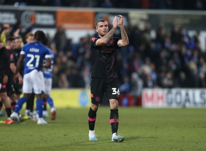 Burnley's Jordan Beyer applauds the fans at the final whistle 

The Emirates FA Cup Fourth Round - Ipswich Town v Burnley - Saturday 28th January 2023 - Portman Road - Ipswich